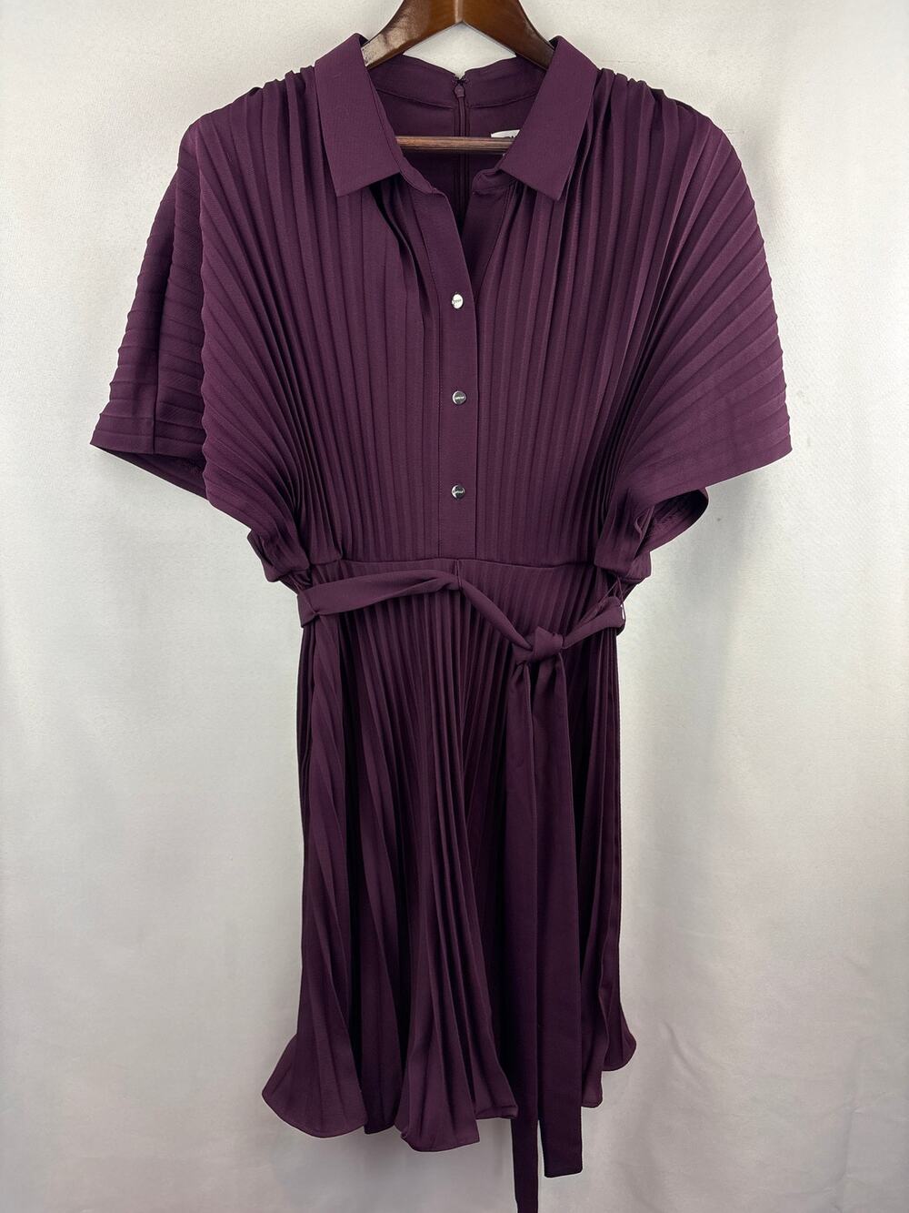 Women’s DKNY Size 18 Dark Plum Pleated Midi Dress